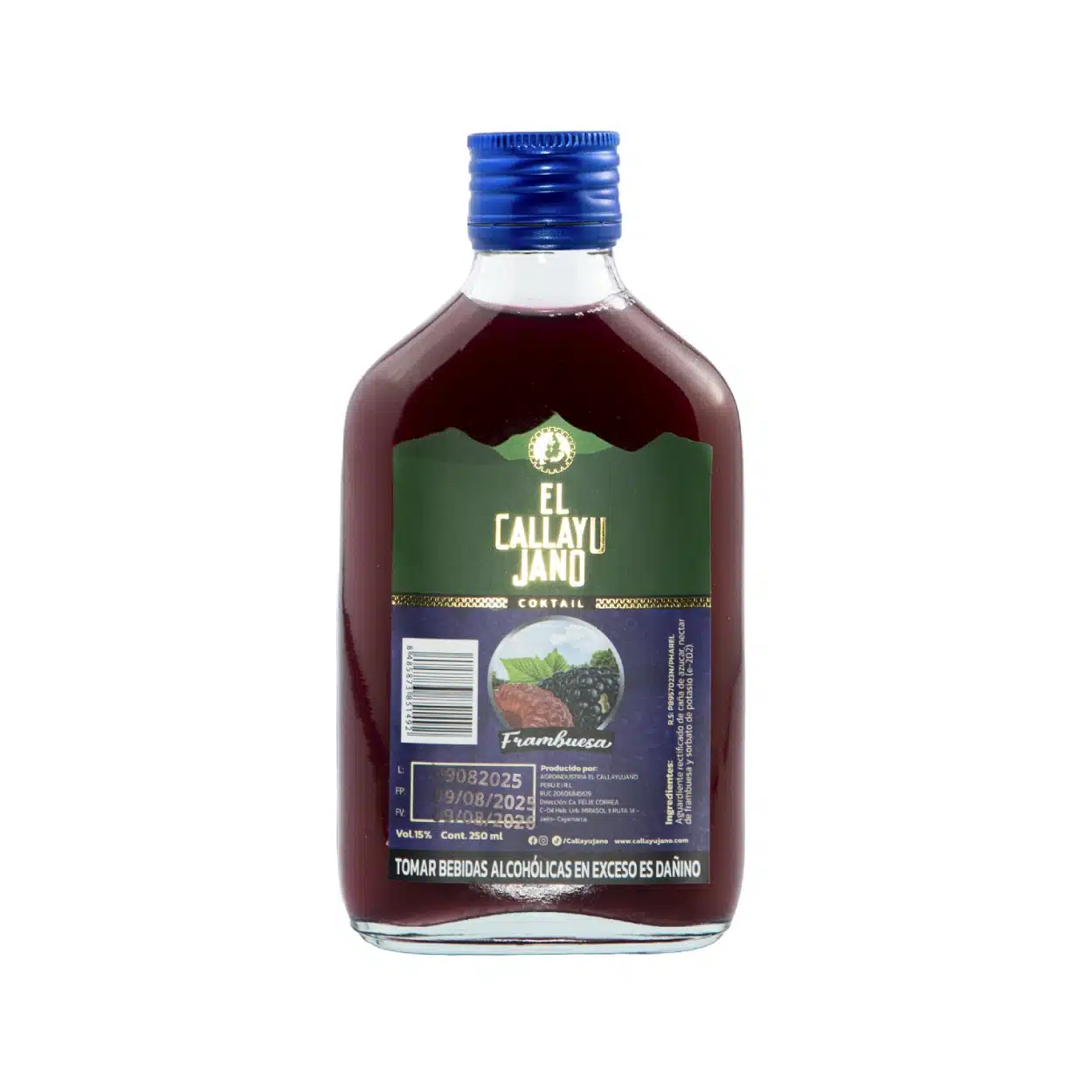 Chata Frambuesa Cóctel de Frambuesa Callayujano – Licor Peruano Artesanal Embotellado 250ml - Image 1