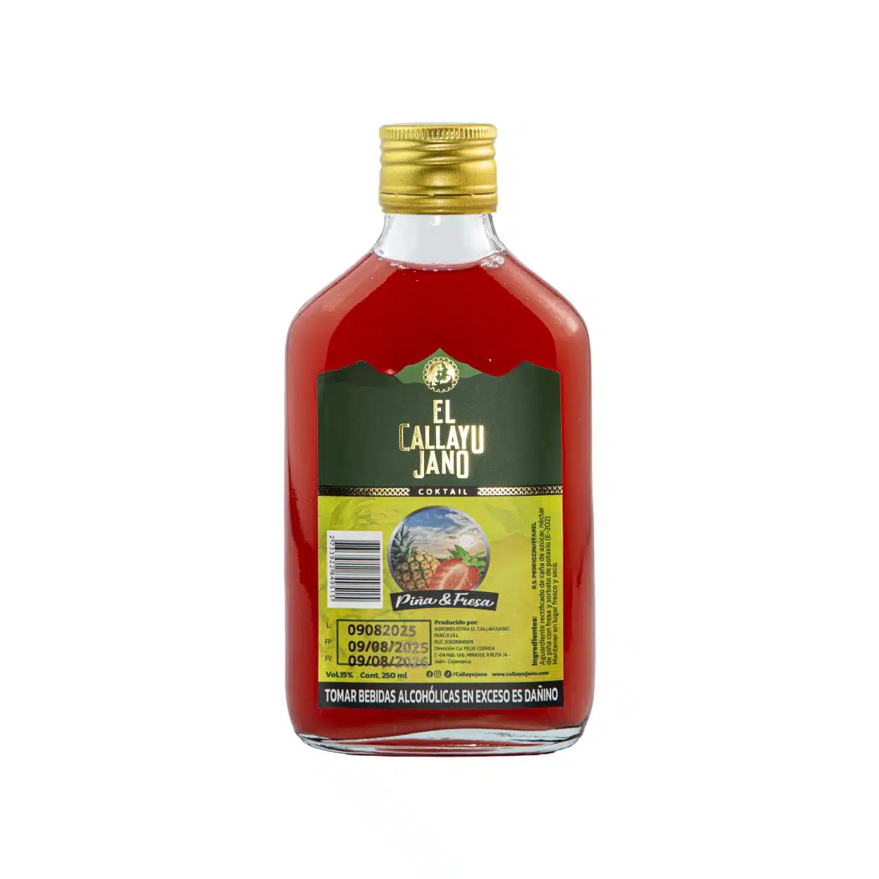 Chata Piña y fresa Crema de Piña & Fresa Callayujano – Cóctel Peruano Embotellado 250ml - Image 1
